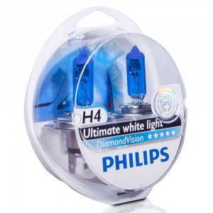 Автолампа H4 (60/55) P43t-38 DIAMOND VISION 5000K (2шт) 12V PHILIPS   P-12342DV2 фото в интернет-магазине АвтоОлимп