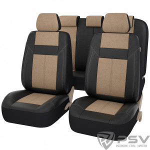 Чехол"PSV"Absolute NEXT (Черный-Бежевый) L экокожа+велюр фото в интернет-магазине АвтоОлимп