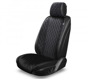 Накидка AUTOPREMIER ALCANTRA LUXE, комплект передний 1 шт., чёрный, стёганая алькантара, 1/20, AL10 фото в интернет-магазине АвтоОлимп