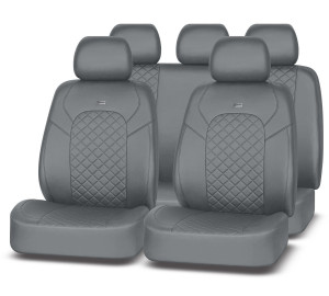 Авточехлы AUTOPREMIER LUXURY VIP, серый, экокожа, SRS AIRBAG, карман, 5 мм поролон, 6 молний, 11 предметов, 1/5, LUX1400 фото в интернет-магазине АвтоОлимп