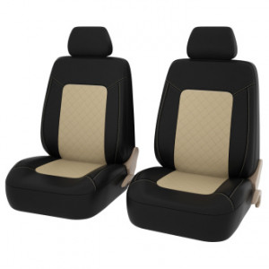 Чехлы PSV Elegant Next 2 FRONT (Черный/бежев) ромб + экокожа фото в интернет-магазине АвтоОлимп