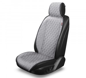 Накидка AUTOPREMIER ALCANTRA LUXE, комплект передний 1 шт., серый, стёганая алькантара, 1/20, AL14 фото в интернет-магазине АвтоОлимп