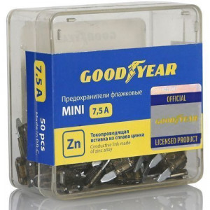 Набор флажковых пластиковых предохранителей Goodyear «мини» 50шт (7,5А) фото в интернет-магазине АвтоОлимп