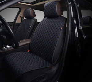 Комплекты накидок для автомобильных сидений PREMIUM, чёрный/синяя нить, PRM1100 фото в интернет-магазине АвтоОлимп
