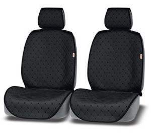 Накидка PREMIER ALCANTRA LUXE, комплект передний 2 шт., чёрный/синяя нит, стёганая алькантара ALL110 фото в интернет-магазине АвтоОлимп