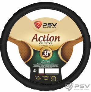 Оплетка на руль "PSV" ACTION" Fiber(Черный) М фото в интернет-магазине АвтоОлимп