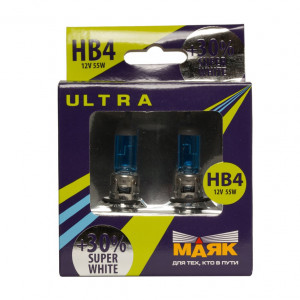 Автолампа Маяк НВ4 12V 55W SUPER WHITE Ultra 89006SW+30new фото в интернет-магазине АвтоОлимп