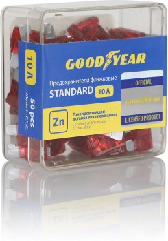 Набор флажковых пластиковых предохранителей Goodyear «стандарт» 50шт (10А) фото в интернет-магазине АвтоОлимп
