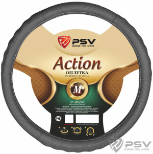 Оплетка на руль "PSV" ACTION" Fiber(Серый) М фото в интернет-магазине АвтоОлимп