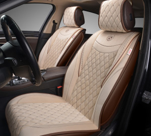 Накидка AUTOPREMIER BRILLIANT, комплект передний 2 шт., бежевый, стёганая алькантара, боковая поддержка спины BRL160 фото в интернет-магазине АвтоОлимп