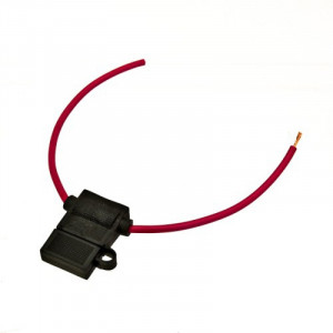 Держатель флажкового предохранителя FHC-1038-3(SX:32V) RED (резина) с крышкой, красным проводом фото в интернет-магазине АвтоОлимп