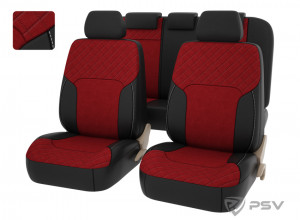 Чехол"PSV"Altara NEXT (Черный-Красный) L экокожа+алькантара терморомб фото в интернет-магазине АвтоОлимп