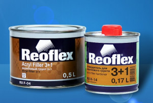 Акриловый грунт 3+1 (0,5л)СЕРЫЙ +отверд.0,17л Reoflex фото в интернет-магазине АвтоОлимп