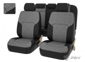 Чехол"PSV"Altara NEXT (Черный-Серый) L экокожа+алькантара терморомб фото в интернет-магазине АвтоОлимп