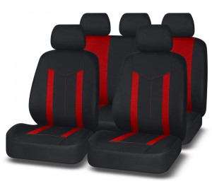 Авточехлы AUTOPREMIER ESCORT, чёрный/красный, полиэстер, 2 мм поролон, 2 молнии, 9 предметов ESO1200 фото в интернет-магазине АвтоОлимп