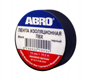 Изолента черная ABRO , (19мм-18,2м) большая фото в интернет-магазине АвтоОлимп