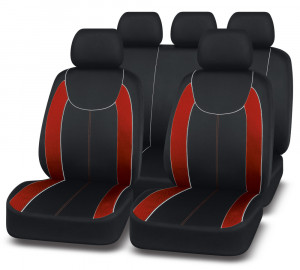 Авточехлы AUTOPREMIER ESCADA, чёрный/красный, полиэстер+карбон, 3 мм поролон, 3 молн фото в интернет-магазине АвтоОлимп