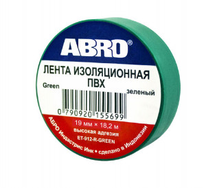 Изолента зеленая ABRO , (19мм-18,2м) фото в интернет-магазине АвтоОлимп