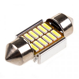 Автолампа диод T11(C5W) 12V 12 SMD диодов с цоколем 31мм 1-конт Белая SKYWAY Салон, номер min 20 фото в интернет-магазине АвтоОлимп
