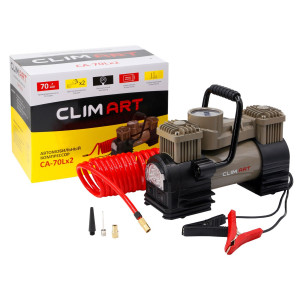 Компрессор автомобильный Clim Art CA-70Lx2 LED 70л/мин, двухпоршневой, питание от АКБ, витой шланг фото в интернет-магазине АвтоОлимп