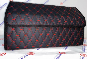 Автомобильный органайзер черный/красная нить, BOX1020 L (60*30*30)-на липучке фото в интернет-магазине АвтоОлимп