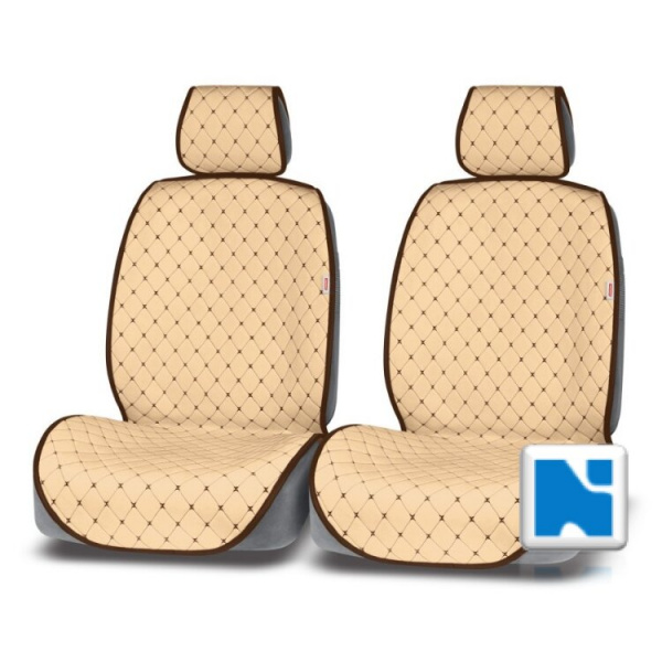 Накидка AUTOPREMIER BRILLIANT, комплект передний 2 шт., бежевый, стёганая алькантара, боковая поддержка спины BRL160 фото в интернет-магазине АвтоОлимп