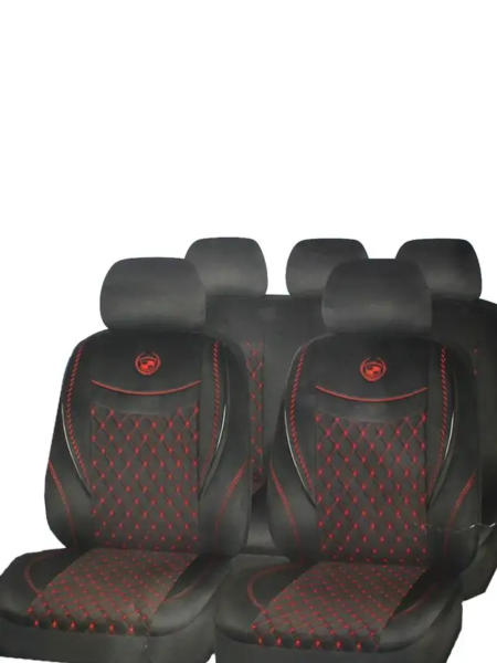 Комплекты чехлов для автомобильных сидений ELEGANT, чёрный/красная нить фото в интернет-магазине АвтоОлимп